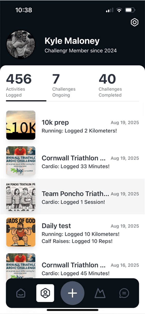 Challengr Fitness profile screen image